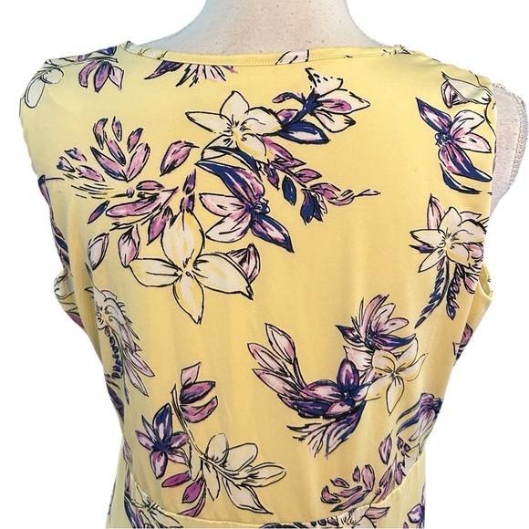 Nina Leonard Sleeveless Faux Wrap Maxi Dress Women’s SZ Large in Yellow Floral - Picture 6 of 8